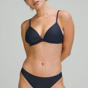 Lululemon Waterside Navy Swim Bikini Top A Cup Adjustable Straps